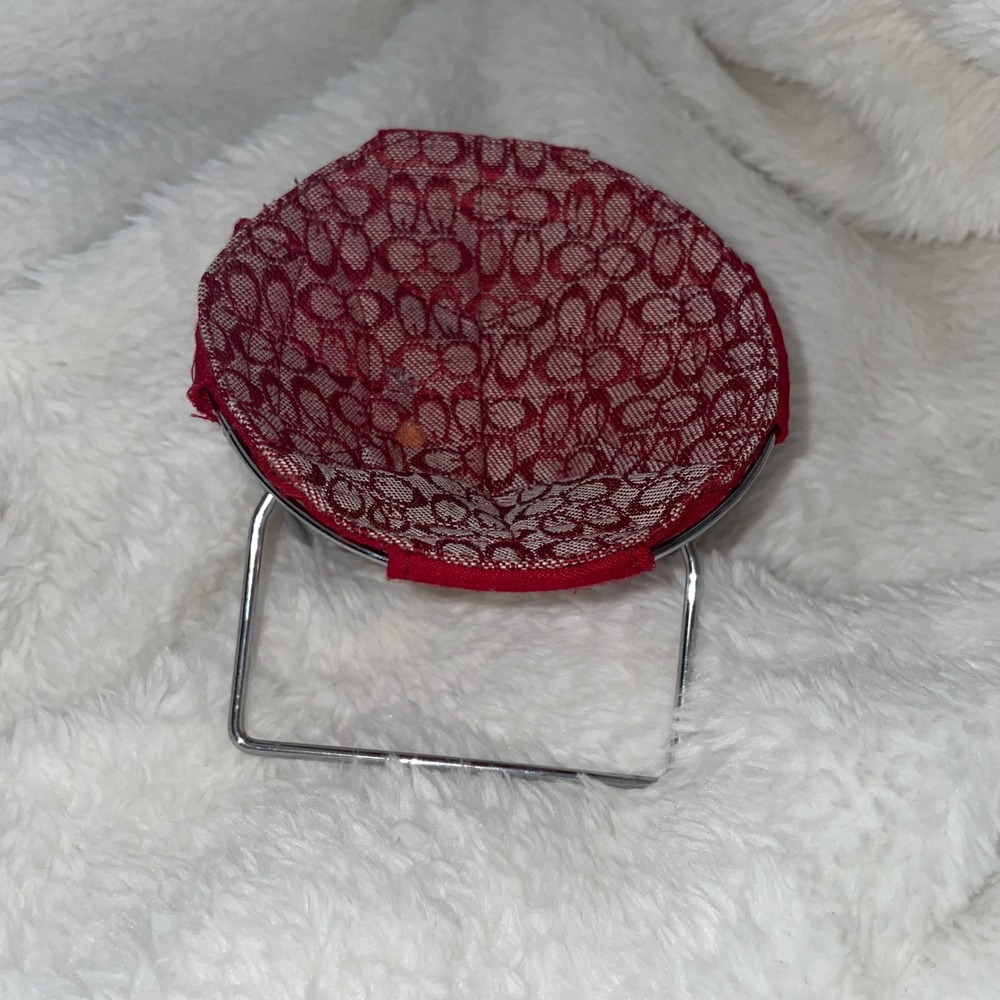 Vintage Y2K Miniature Folding Saucer Chair Coach style Monogram Doll Furniture
